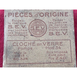 Cloche de pompe à essence neuve original SEV CITROEN TRACTION