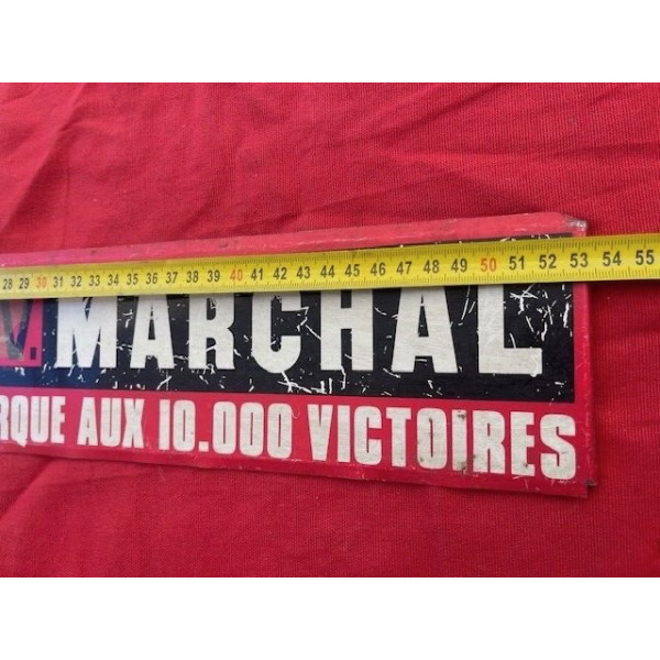 Tôle fer publicitaire bandeau MARCHAL AUTOMOBILIA vintage années 50