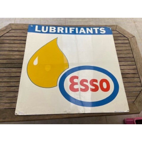 Panneau publicitaire tôle peinte huile Esso grand modèle vintage