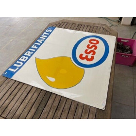Panneau publicitaire tôle peinte huile Esso grand modèle vintage