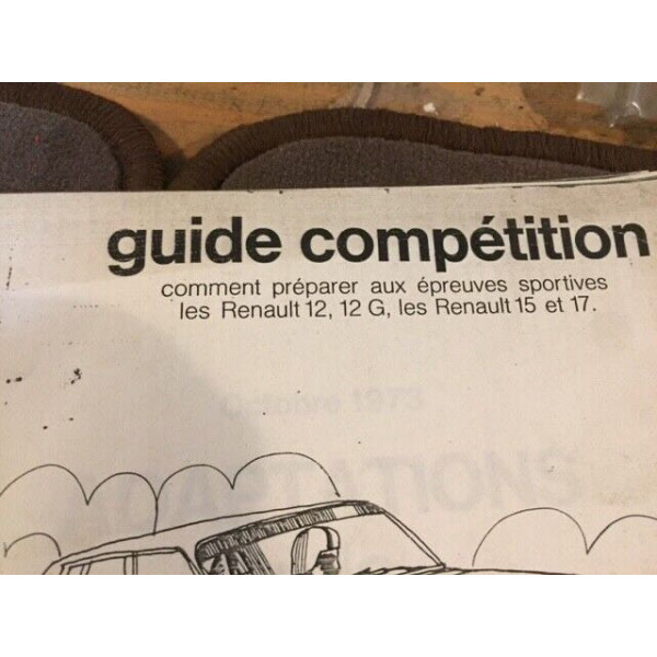 Guide Département Compétition Renault 12 Gordini Moteur Alpine A110 1600S 1800