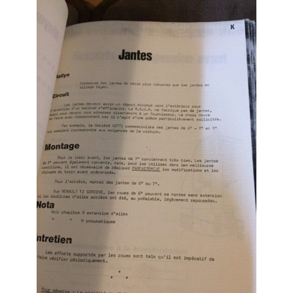 Guide Département Compétition Renault 12 Gordini Moteur Alpine A110 1600S 1800