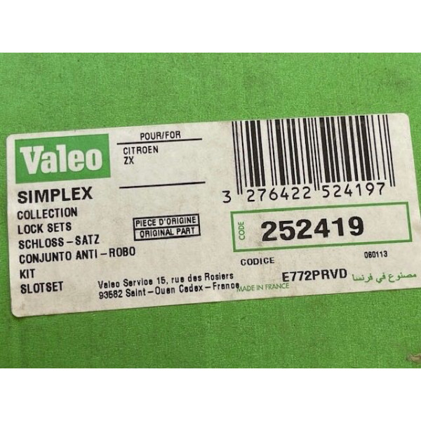 Jeu Valeo barillets de serrures + neiman Simplex complet Citroën ZX tout modèle