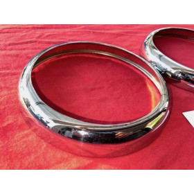 2 cerclages chrome refabriqués neuf phare Marchal Peugeot 203 403 Citroën ID DS