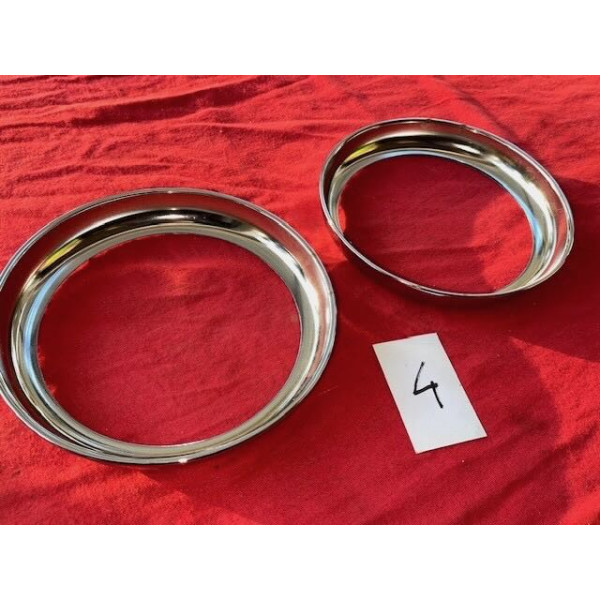 2 cerclages chrome refabriqués neuf phare Marchal Peugeot 203 403 Citroën ID DS