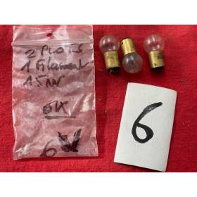 Lot de 3 ampoules neuves 2 plots 1 filament 15W 6 volts Citroën Renault Peugeot