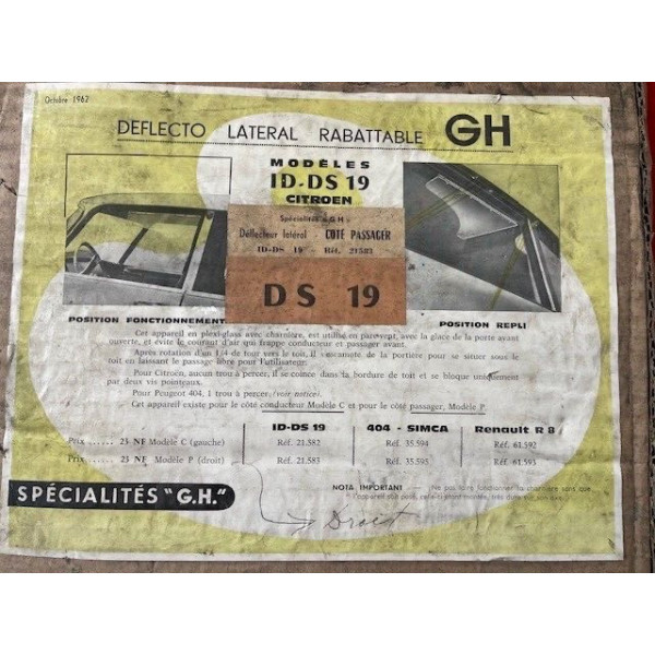 2 déflecteurs d'air neuf original accessoire GH Citroën DS