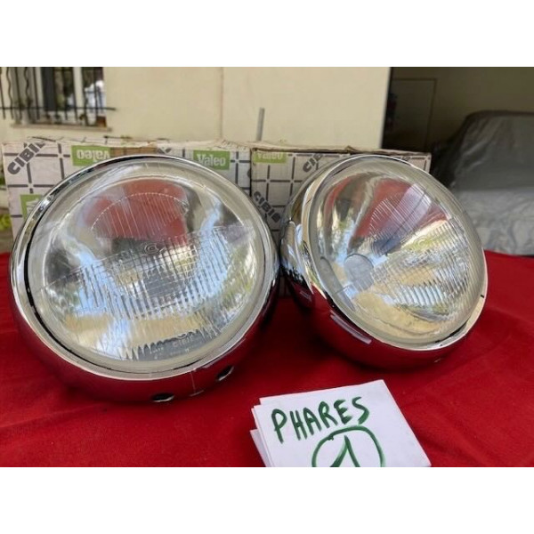 2 phares neuf originaux complet Cibie ABTP 530 Citroën ID DS 19 code asymétrique