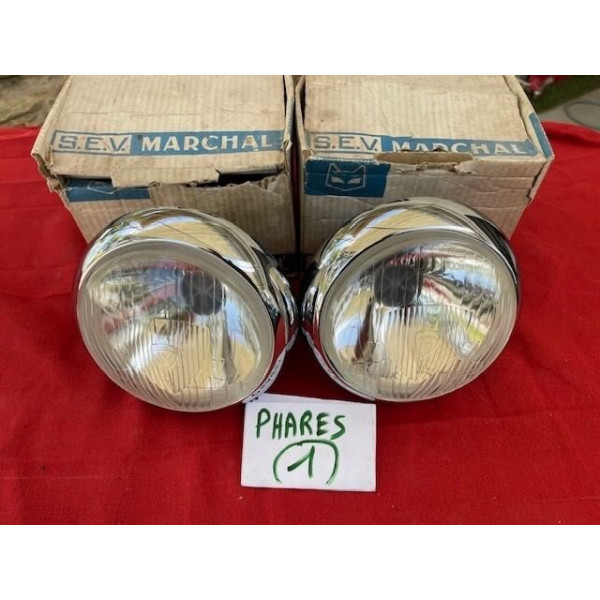 2 phares complet Marchal neuf original accessoire Alpine A108 A110 Renault 4CV