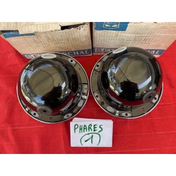 2 phares complet Marchal neuf original accessoire Alpine A108 A110 Renault 4CV