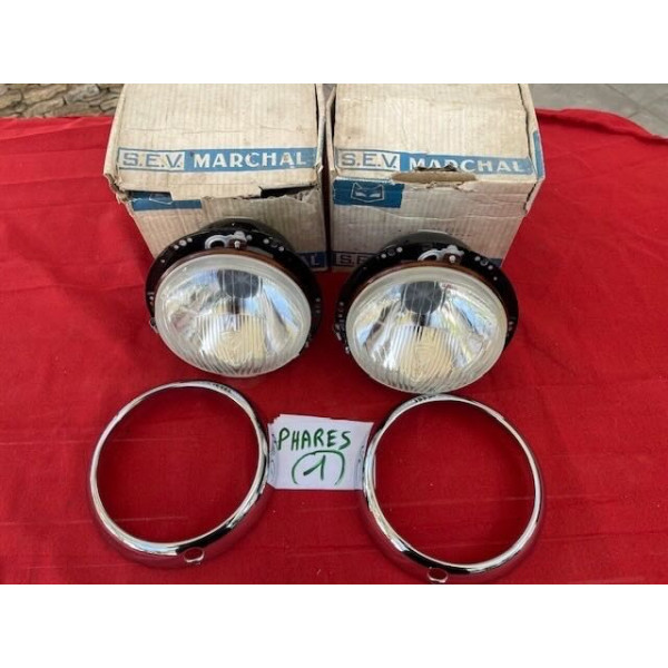 2 phares complet Marchal neuf original accessoire Alpine A108 A110 Renault 4CV