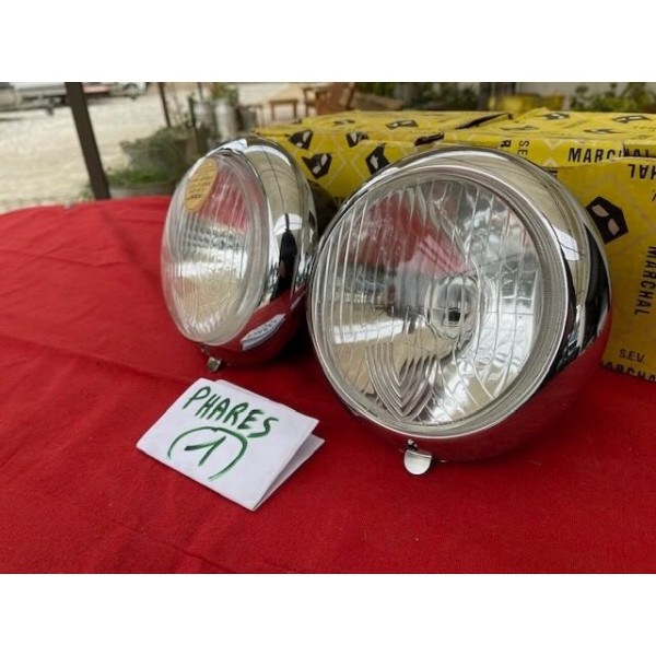 2 phares complet Marchal ABTP 496 original Renault 4CV Alpine A106 A108 Panhard