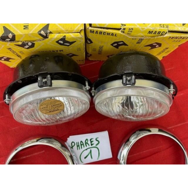 2 phares complet Marchal ABTP 496 original Renault 4CV Alpine A106 A108 Panhard