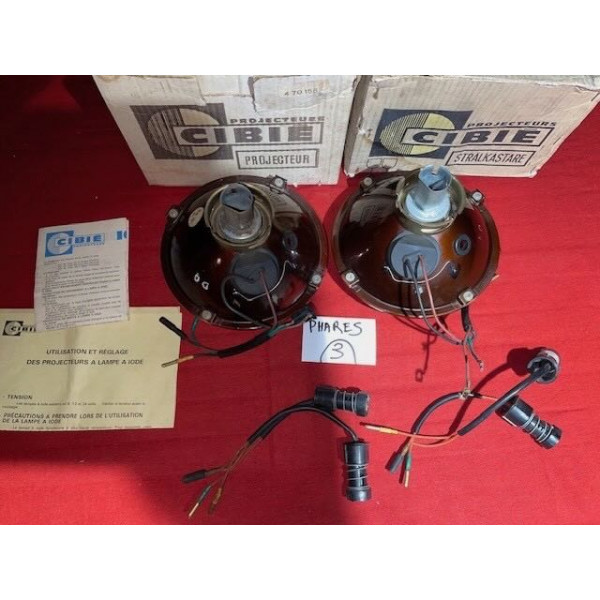 2 phares Cibie biode neuf original Citroën DS 19 20 21 ou 23 Pallas cabriolet