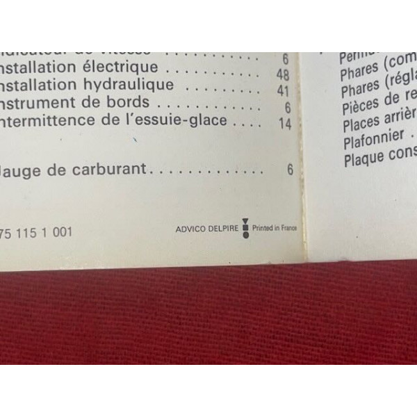 Notice origine Citroën SM Maserati injection électronique