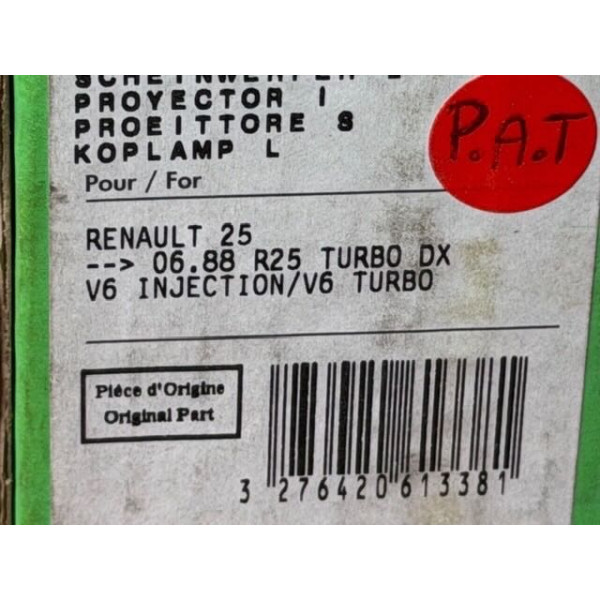 Renault 25 turbo DX V6 turbo jeu de 2 optiques de phares projecteur Valeo neuf