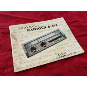 Notice d'emploi originale Radioen S191 Citroën ID DS 19 ou 21 1967