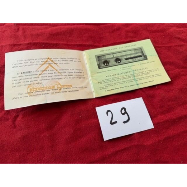 Notice d'emploi originale Radioen S191 Citroën ID DS 19 ou 21 1967