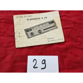 Notice d'emploi originale Radioen S19 Citroën ID DS 19 1963