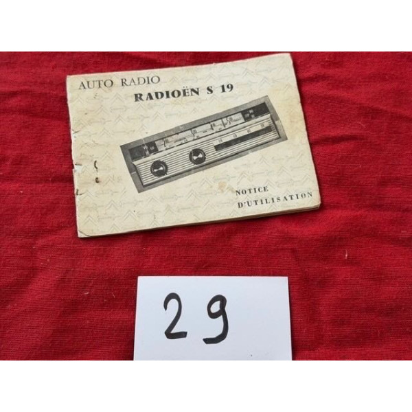 Notice d'emploi originale Radioen S19 Citroën ID DS 19 1963