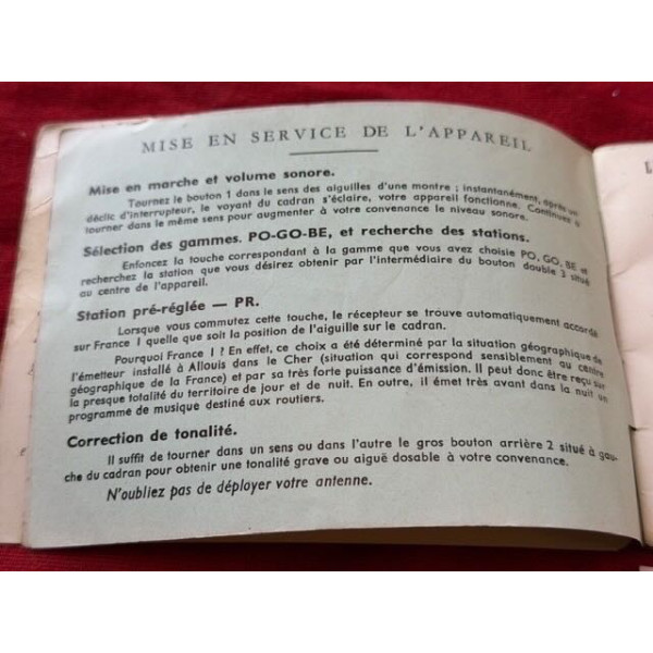 Notice d'emploi originale Radioen S19 Citroën ID DS 19 1963