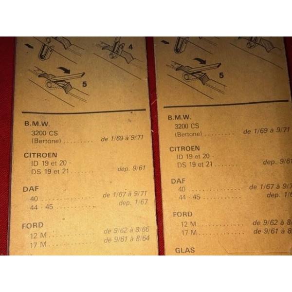 2 essuie glace SEV Marchal GT19 Porsche 911 Citroën DS BMW 32 CS Mercedes 300