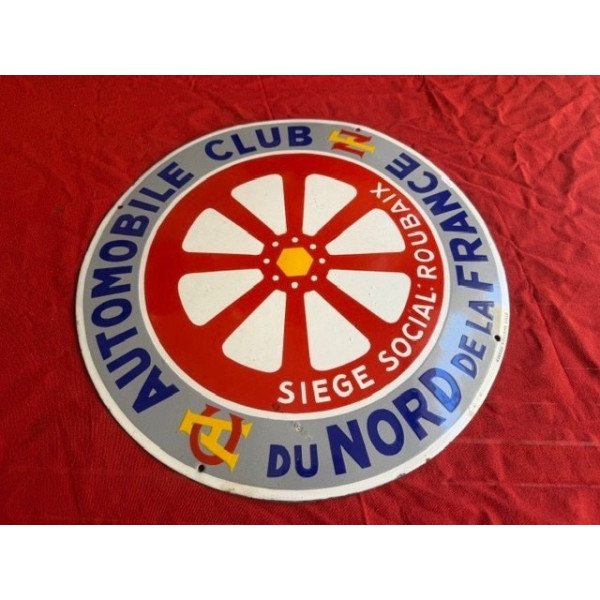 Plaque émaillée publicitaire original Automobile Club du Nord de la France