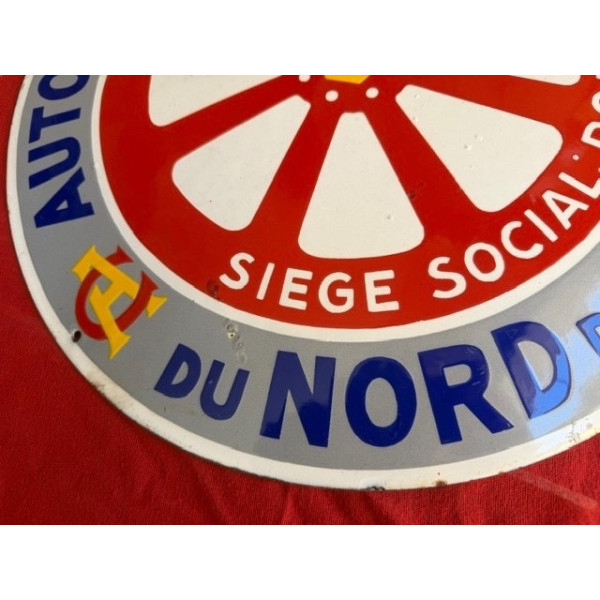 Plaque émaillée publicitaire original Automobile Club du Nord de la France