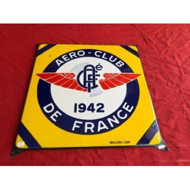 Plaque émaillée publicitaire original Aero Club de France 1942