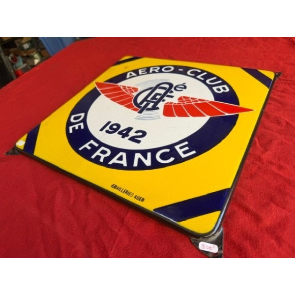 Plaque émaillée publicitaire original Aero Club de France 1942
