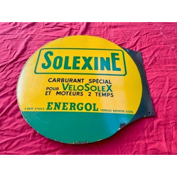 Plaque émaillée publicitaire original Solexine Velosolex double face