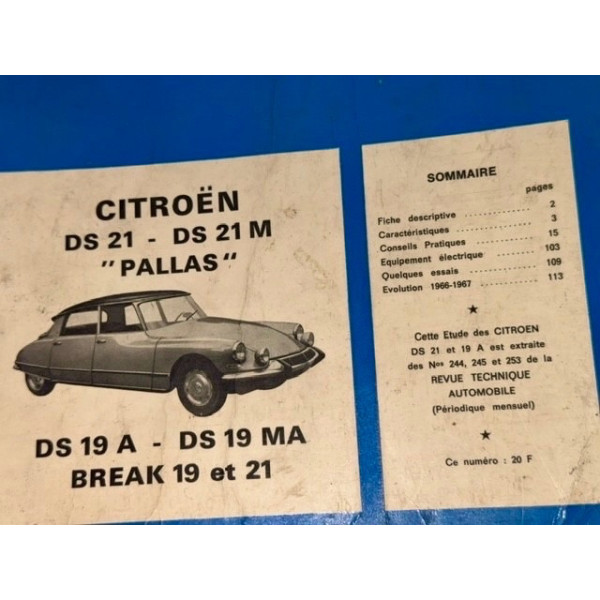 Revue technique original Citroën DS 19 et 21 Pallas 1965 à 1967