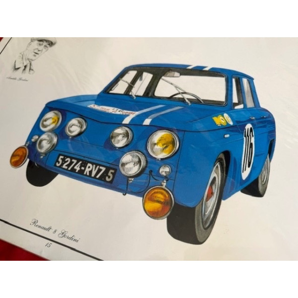 Poster lithographie Renault 8 Gordini + Amédée Gordini
