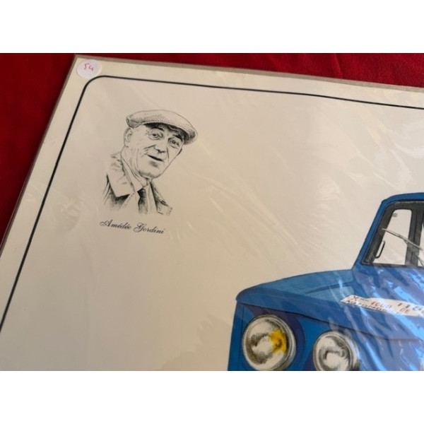 Poster lithographie Renault 8 Gordini + Amédée Gordini