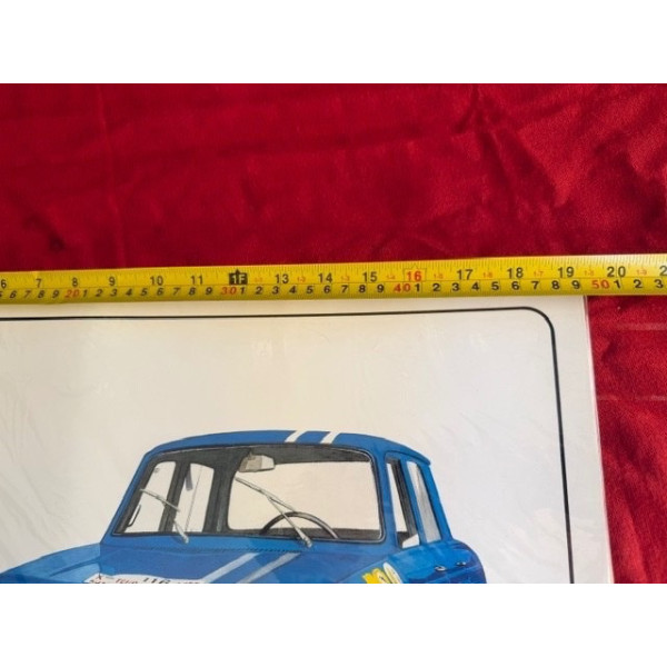 Poster lithographie Renault 8 Gordini + Amédée Gordini