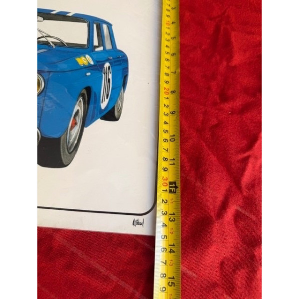 Poster lithographie Renault 8 Gordini + Amédée Gordini