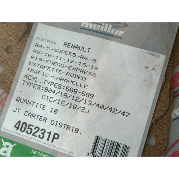 Pochette 10 joints de carter distribution Renault 8 Gordini Caravelle R4 R5 R12