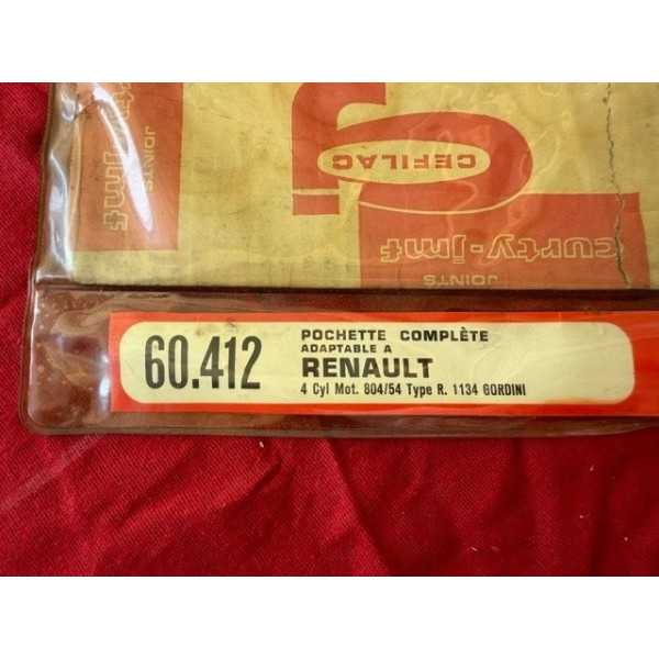 Pochette incomplète Renault 8 Gordini Alpine A110 moteur 804