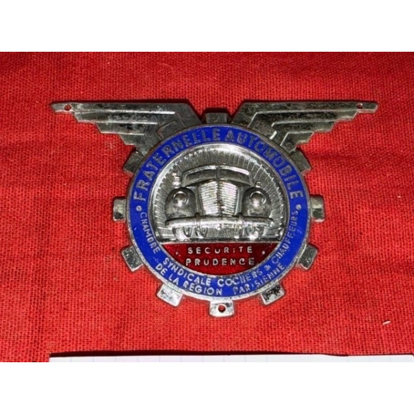 Badge de rally véhicule ancien Syndicale cochers et chauffeurs région parisienne