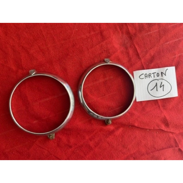 2 petits cerclages Marchal chrome phare additionnel Renault Peugeot Citroën 60-70