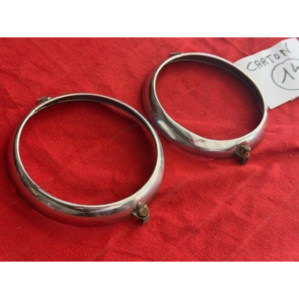 2 petits cerclages Marchal chrome phare additionnel Renault Peugeot Citroën 60-70