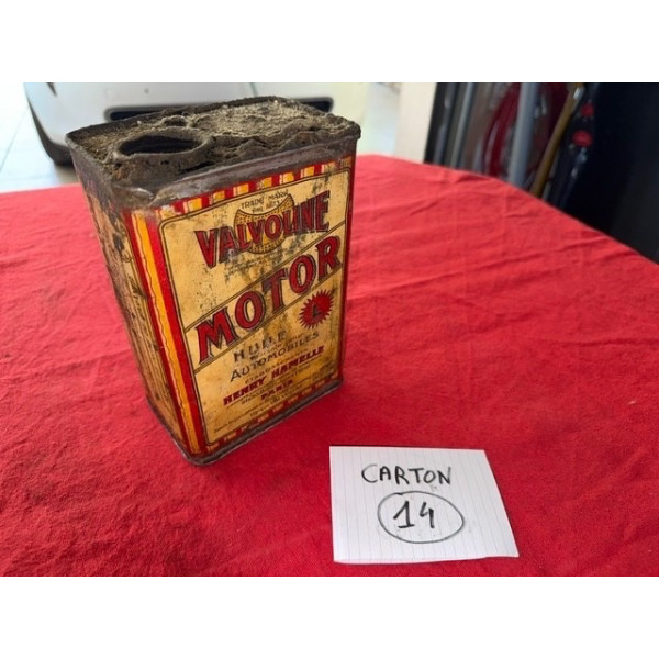 Bidon ancien Valvoline Motor ancien format années 20 Henry Hamelle Automobilia
