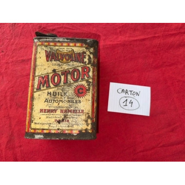 Bidon ancien Valvoline Motor ancien format années 20 Henry Hamelle Automobilia