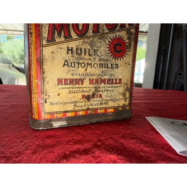 Bidon ancien Valvoline Motor ancien format années 20 Henry Hamelle Automobilia