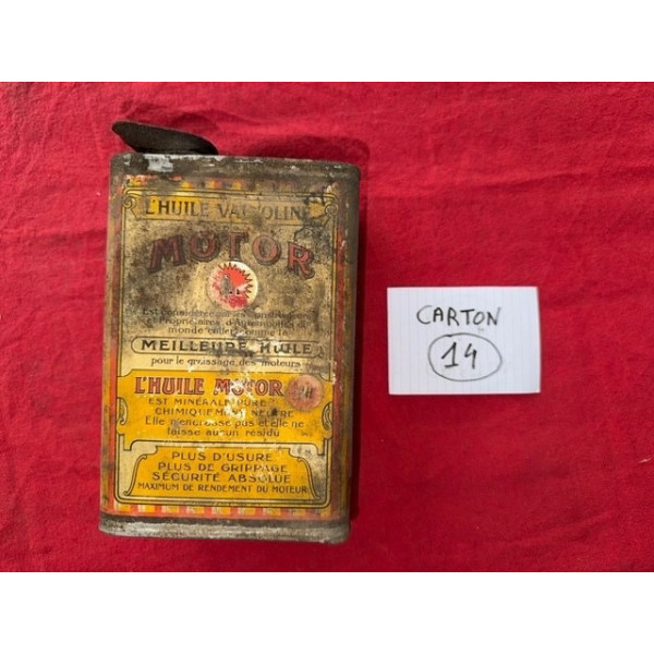 Bidon ancien Valvoline Motor ancien format années 20 Henry Hamelle Automobilia