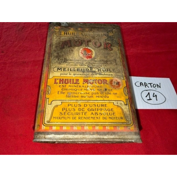 Bidon ancien Valvoline Motor ancien format années 20 Henry Hamelle Automobilia