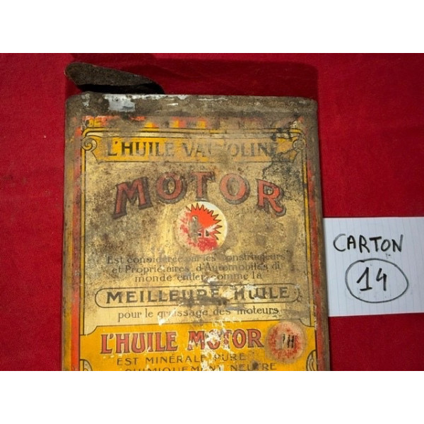 Bidon ancien Valvoline Motor ancien format années 20 Henry Hamelle Automobilia