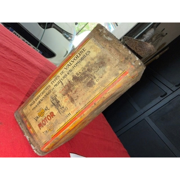 Bidon ancien Valvoline Motor ancien format années 20 Henry Hamelle Automobilia