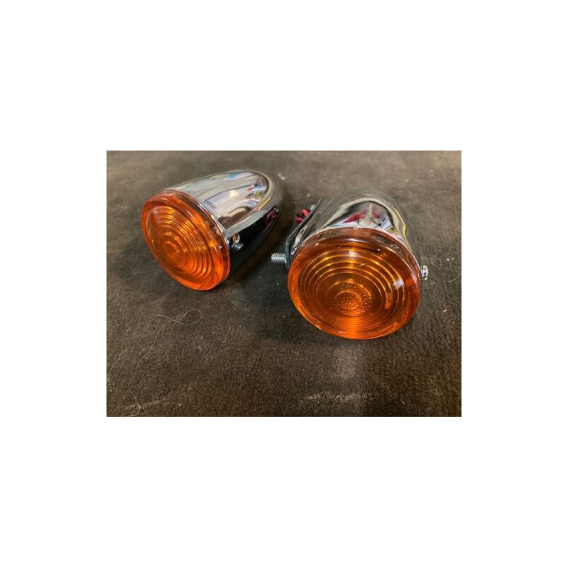 2 feux clignotant Obus pointu chromé verre orange Delage Delahaye Traction
