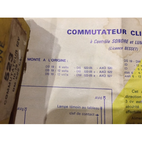 COMMODO NEUF CLIGNOTANT CITROEN DS 19 12 VOLTS